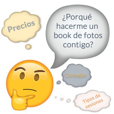 Infografía simpática un emoji pensando porque hacerte una sesión de fotos con jonathanfoto